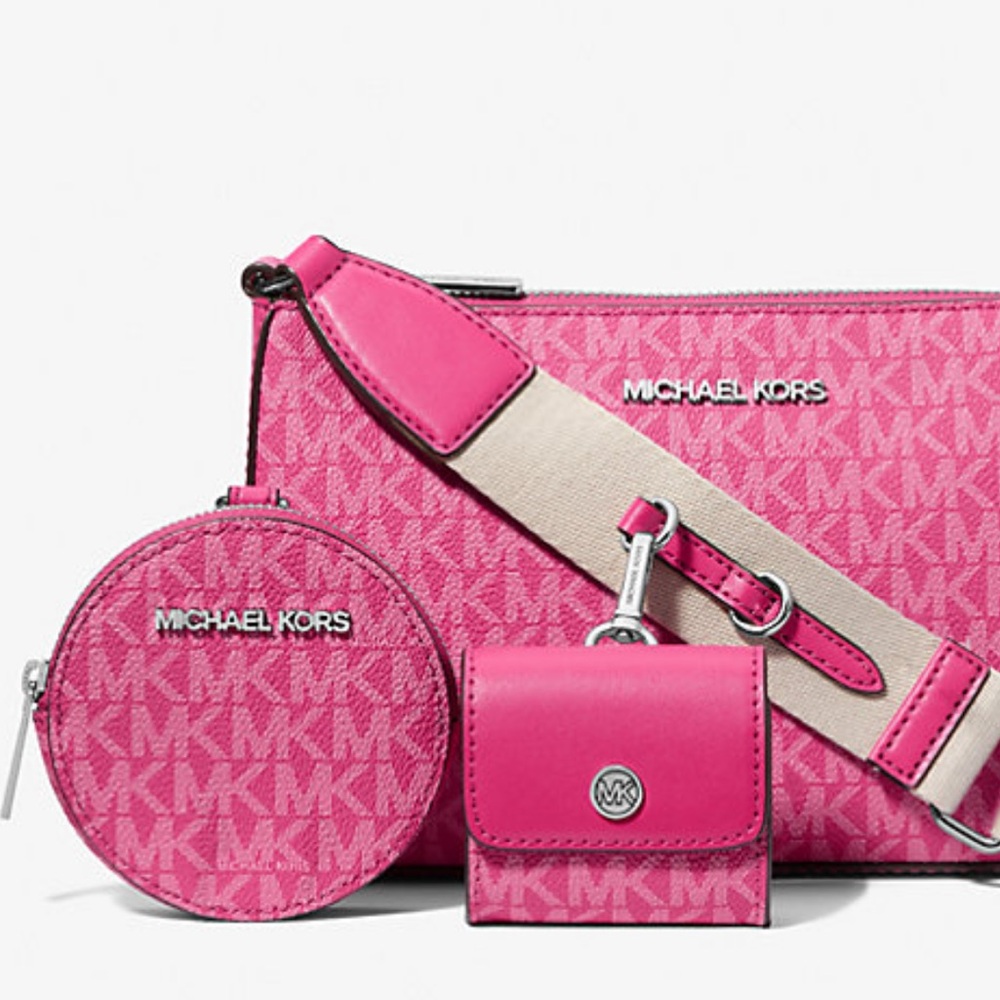Michael Kors Jet Set Signature Logo Crossbody Bag with Case for Apple AirPods - Picture 2 of 16
